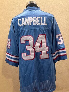 Mitchell & Ness Houston Oilers Earl Campbell #34 NFL Jersey Mens Size 56 Blue